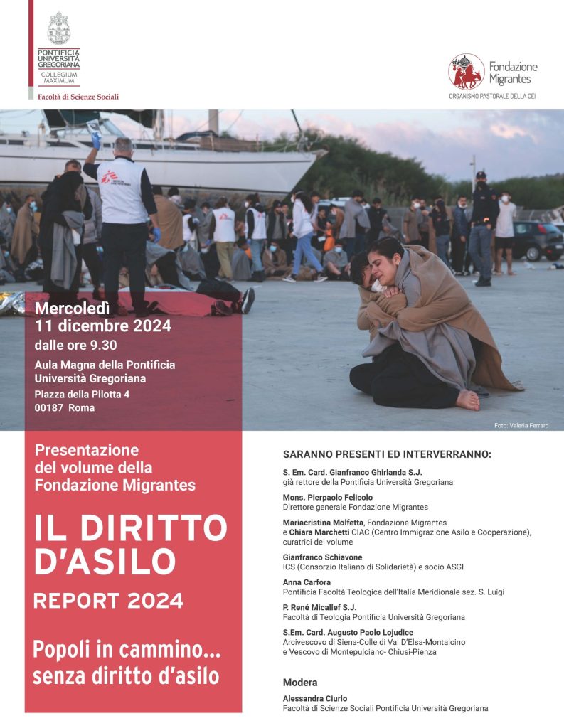 Locandina Presentazione "Il Diritto d'Asilo - Report 2024" della Fondazione Migrantes.